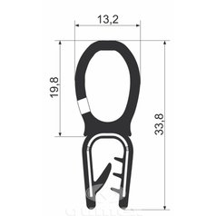 U-profil s horným tesnením 13,2×33,8 mm EPDM kov